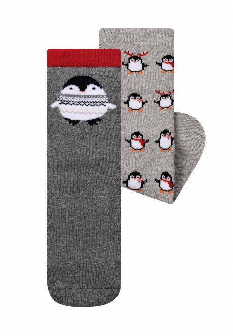 SOK107 Набор носков с принтом (2 пары) для детей, цвет серый, размер 16-18