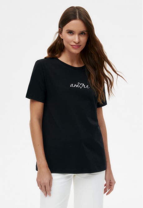 BTS194 Футболка с принтом Amore, цвет черный, размер XS