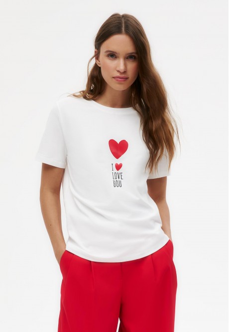 BTS196 Футболка с принтом I love you, цвет белый, размер XXL