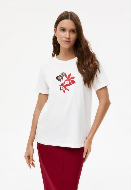 BTS199 Футболка с принтом Экзотик, цвет молочный, размер XXL