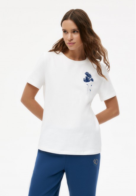 BTS200 Футболка с принтом Анемоны, цвет молочный, размер S