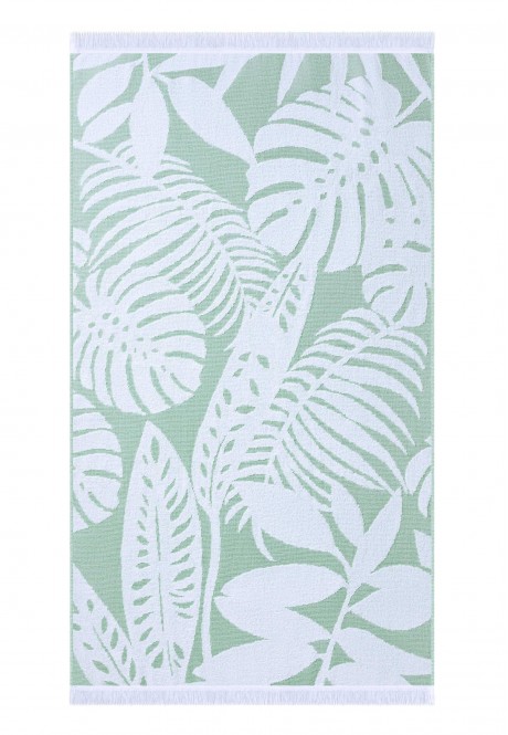 Полотенце с флористическим орнаментом, зеленое