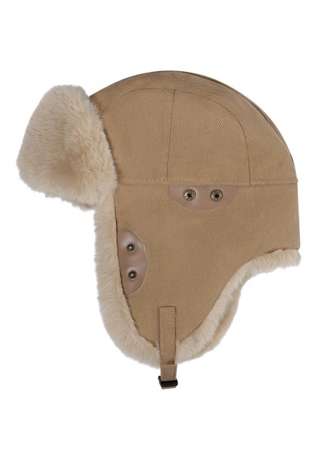Шапка  ушанка, цвет бежевый