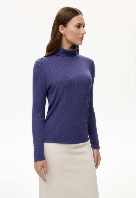 TNR221 Водолазка из рельефного трикотажа, цвет дымчато-фиолетовый, размер S
