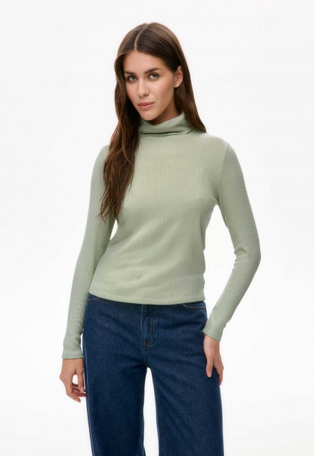 TNR222 Водолазка из рельефного трикотажа, цвет патиново-зеленый, размер XS