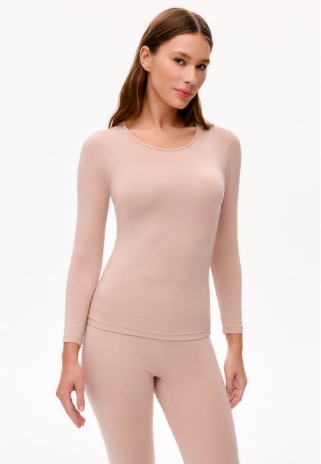 TU350 Термобелье женское футболка лонгслив, цвет бежевый, размер S