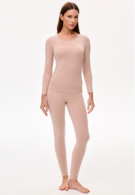 TU351 Термобелье женское легинсы, цвет бежевый, размер S