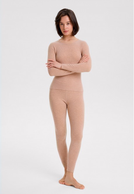 TU401 Термобелье женское легинсы, цвет бежевый меланж, размер S