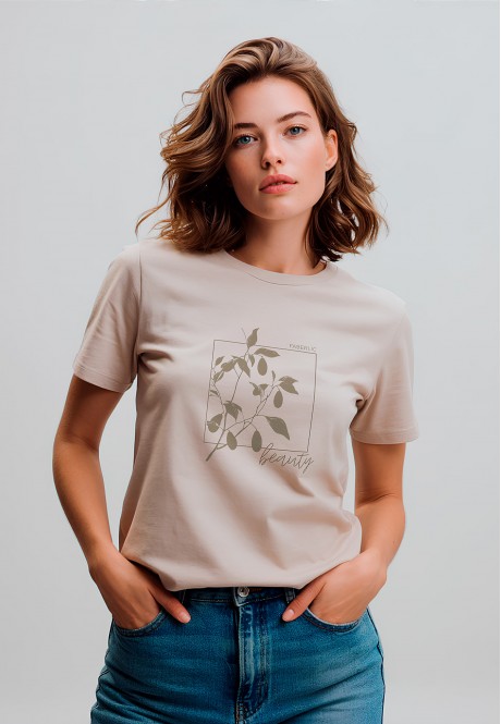 FB-T-L-02-BE0001Футболка женская, цвет бежевый, размер L