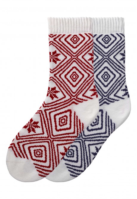 SO395 Носки с орнаментом женские, цвет красный / синий, размер 39-41
