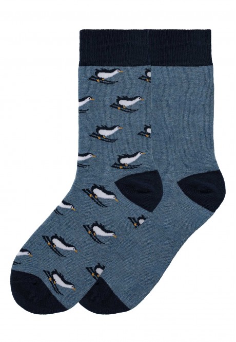 SO397 Носки с принтом мужские, цвет голубой меланж, размер 43-44