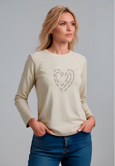 FB-LG-L-01-GB0017Лонгслив женский, цвет серо-бежевый, размер XS