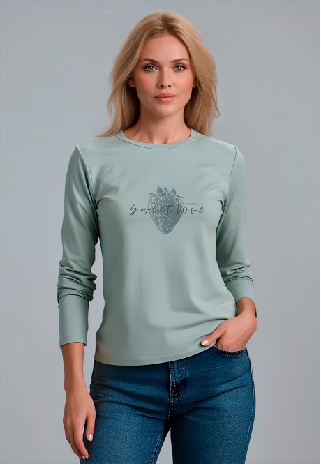 FB-LG-L-01-GG0018Лонгслив женский, цвет серо-зеленый, размер XS