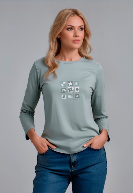 FB-LG-L-01-GG0020Лонгслив женский, цвет серо-зеленый, размер L