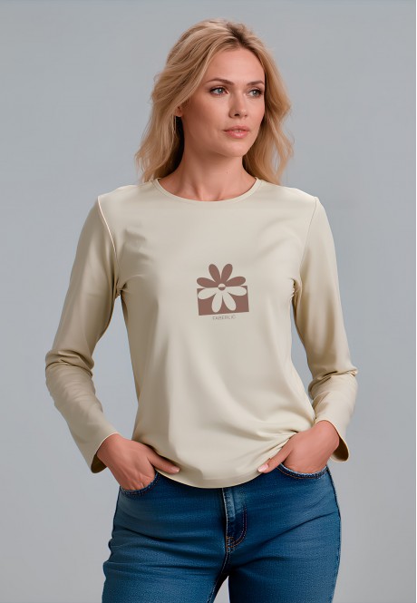 FB-LG-L-01-GB0023Лонгслив женский, цвет серо-бежевый, размер S