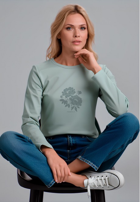 FB-LG-L-01-GG0024Лонгслив женский, цвет серо-зеленый, размер XS
