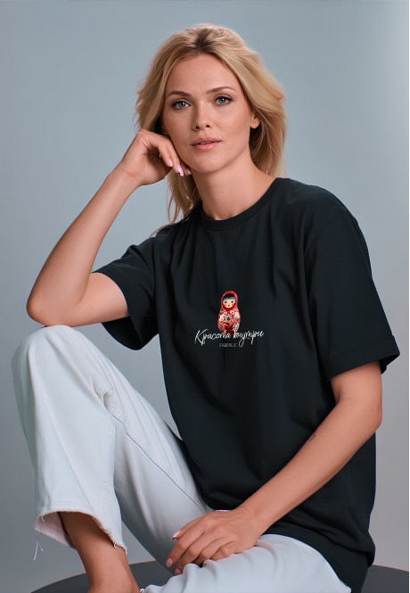 FB-T-L-01-BL0003Футболка женская оверсайз, цвет черный, размер XS