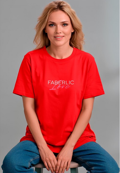 FB-T-L-01-RE0005Футболка женская оверсайз, цвет красный, размер XS