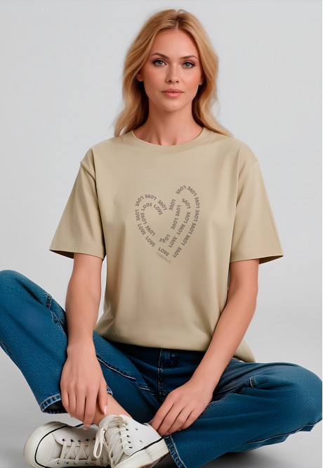 FB-T-L-01-BE0017Футболка женская оверсайз, цвет бежевый, размер XL