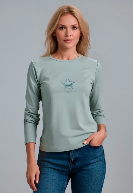 FB-LG-L-01-GG0027Лонгслив женский, цвет серо-зеленый, размер L
