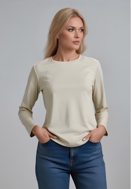 LG-L-01 Лонгслив женский, цвет серо-бежевый, размер M