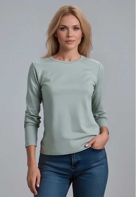 LG-L-01 Лонгслив женский, цвет серо-зеленый, размер S
