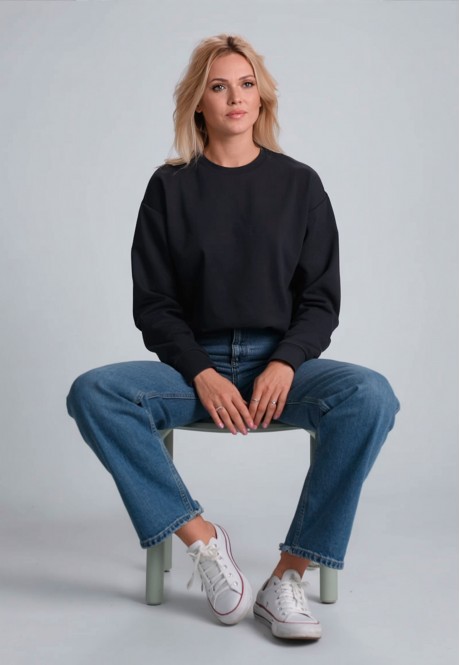 SS-L-01 Свитшот женский, цвет черный, размер S