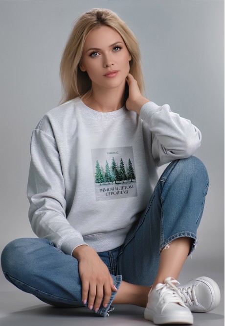 FB-SS-L-01-LG0042Свитшот женский, цвет светло-серый меланж, размер XL