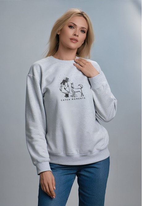 FB-SS-L-01-LG0048Свитшот женский, цвет светло-серый меланж, размер S