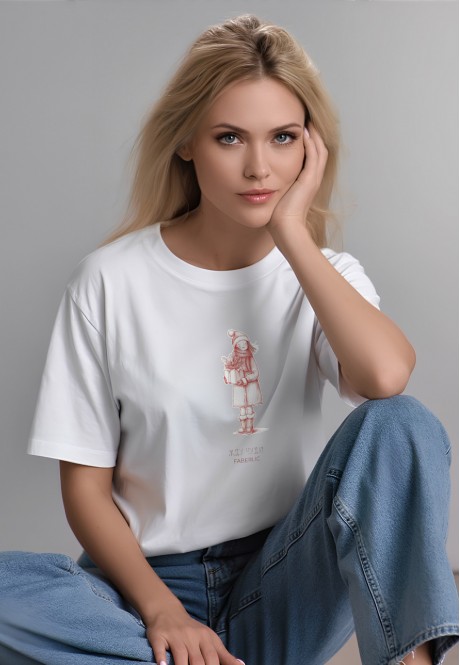 FB-T-L-01-WH0045Футболка женская оверсайз, цвет белый, размер M