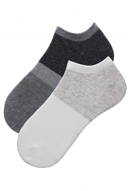 SO382 Носки укороченные мужские, цвет серый / белый, размер 43-44