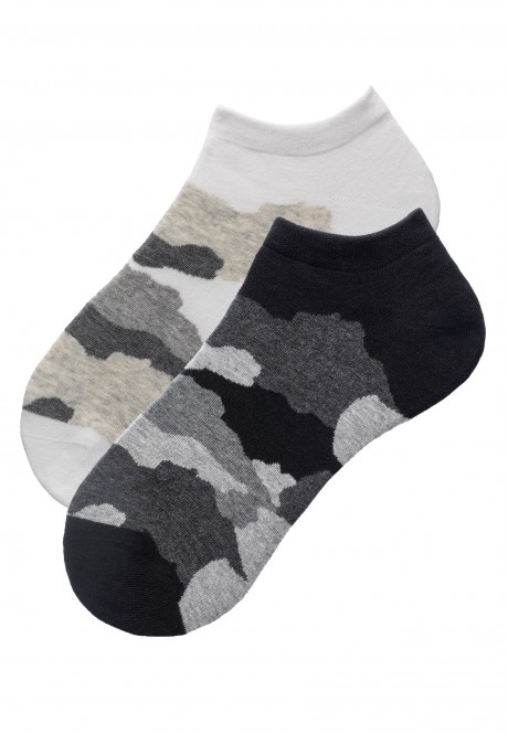 SO383 Носки укороченные мужские, цвет черный / молочный, размер 43-44