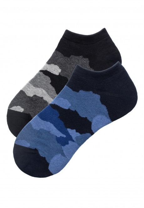 SO384 Носки укороченные мужские, цвет черный / синий, размер 41-42