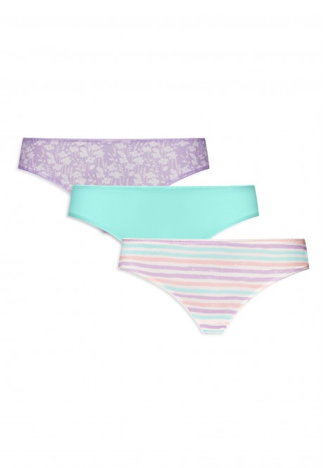 WW010 Трусы женские, цвет лиловый/мятный/разноцветный, размер XS