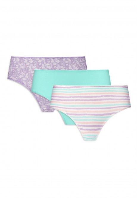 WW011 Трусы с завышенной талией женские, цвет лиловый/мятный/разноцветный, размер S