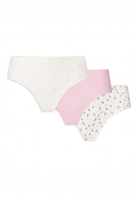 WW013 Трусы с завышенной талией женские, цвет белый/розовый/белый, размер S