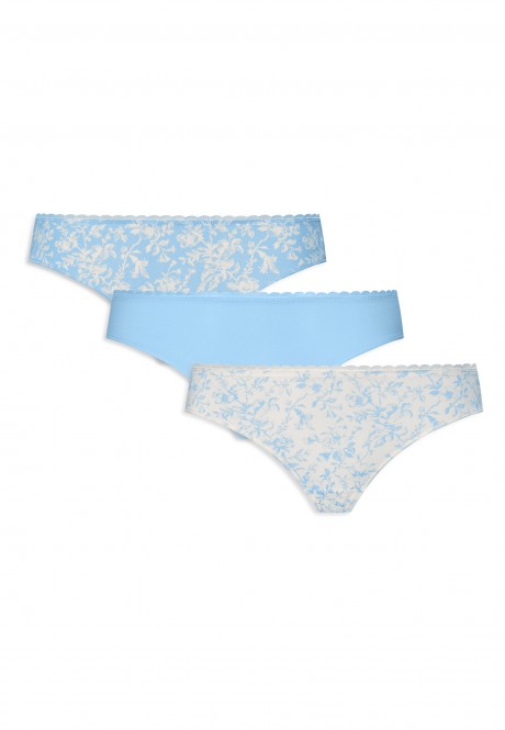 WW014 Трусы женские, цвет голубой/белый/голубой, размер XL