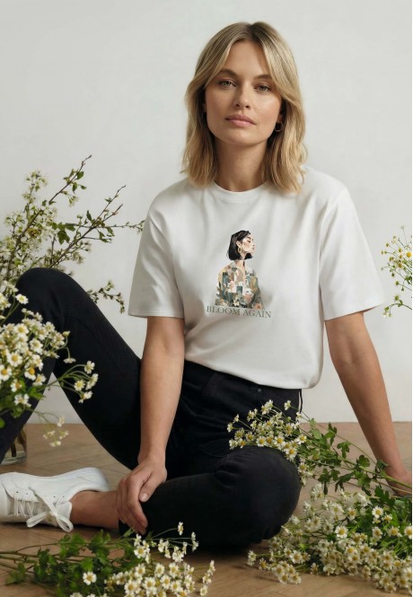 FB-T-L-01-WH0054Футболка женская оверсайз, цвет белый, размер XS