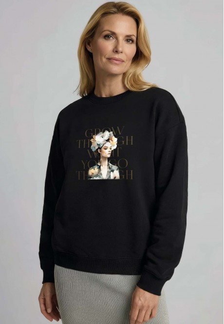 FB-SS-L-01-BL0055Свитшот женский, цвет черный, размер XL