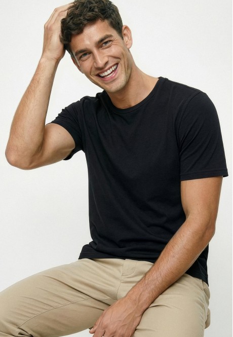 FMT001 Футболка из бамбука для мужчин, цвет черный, размер XXL