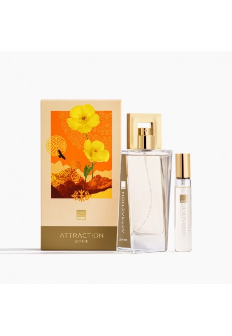 Подарочный набор Avon Attraction для нее:1. Парфюмерная вода, 50 мл; 2. Парфюмерная вода, 10 мл; 3.