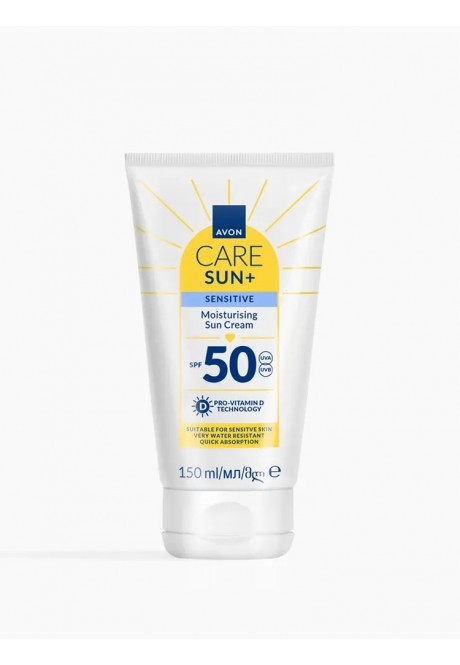 Солнцезащитный крем для лица и тела для чувствительной кожи SPF50 AVON CARE SUN+. 150 мл