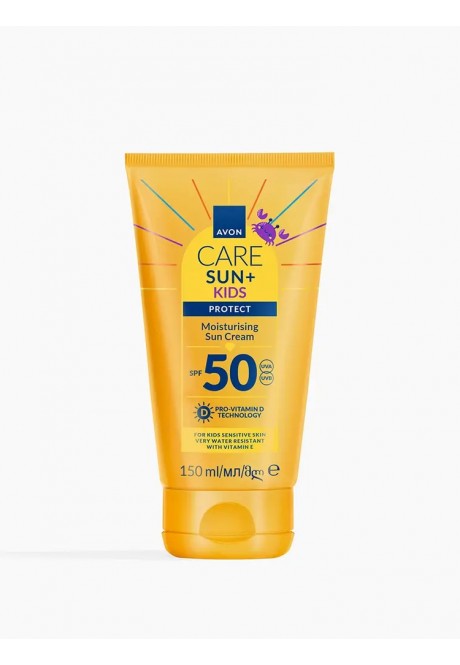 Водостойкий детский солнцезащитный крем SPF 50 Avon. Care Sun + Kids. 150 мл