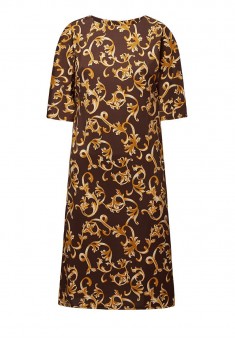 Arabesque pattern jersey dress dark brown