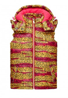 Insulated hooded vest for girls yellow