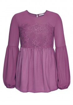 LONGSLEEVED BLOUSE WITH LACE TRIMMING FOR WOMEN DUSTY PINK