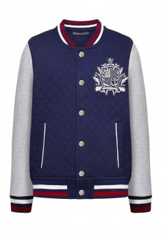 Embroidered jersey bomber for boy dark blue