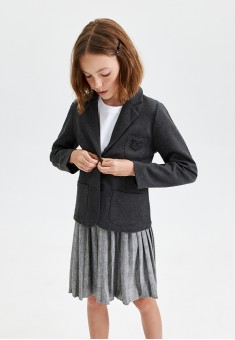 Girls Knitted Jacket dark grey melange