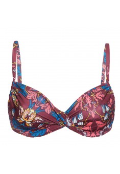 Oriental Soft Underwired Bikini Top printed burgundy