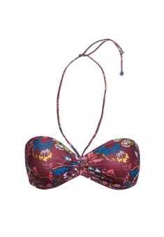 Oriental Bando Bikini Top printed burgundy